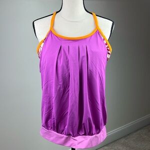 Lands’ End Sport Tankini Swim Top Multi Color Racer Back 16